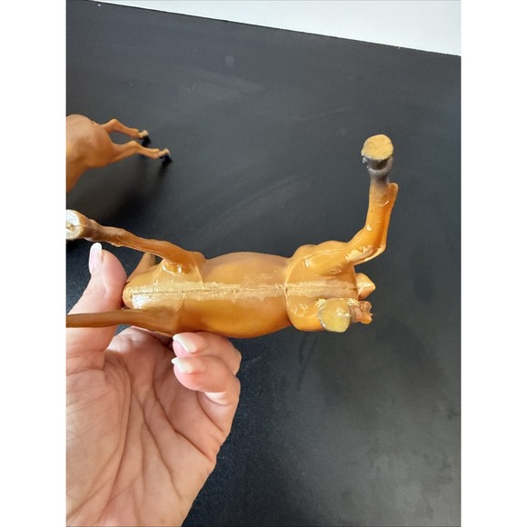 Vtg Lot of 2 Christmas REiNDEER Hard Plastic Deer Buck Village Decor Hong Kong - Picture 8 of 10